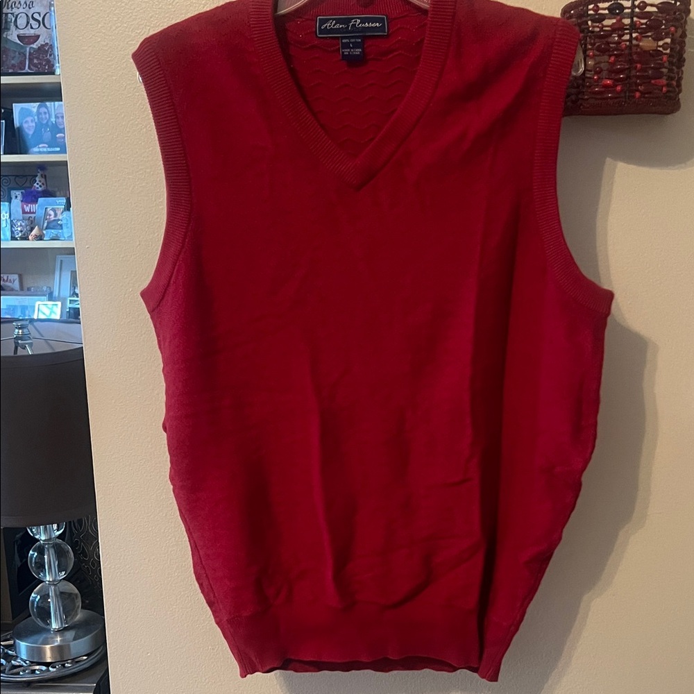 Alan Flusser Red V-Neck Sweater Vest